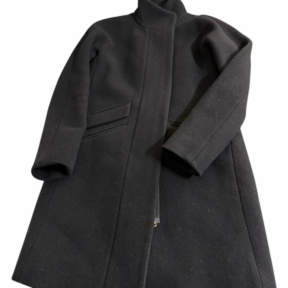 J. Crew Toscana Italian Wool Blend Asymetrical Zip Front Coat Size 00 - Picture 6 of 11